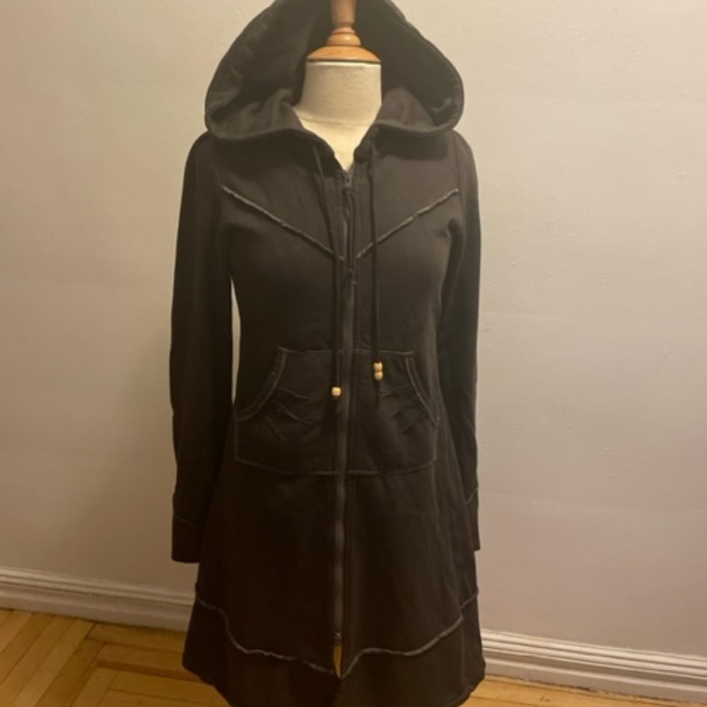 Rare Prairie Underground dark brown Long Cloak Hoodie in cotton fleece